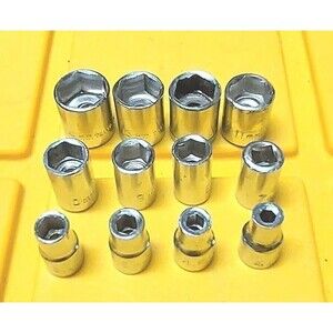 Socket Set 12 pc. Metric 1/4" Drive, 6 point sizes 4-14mm